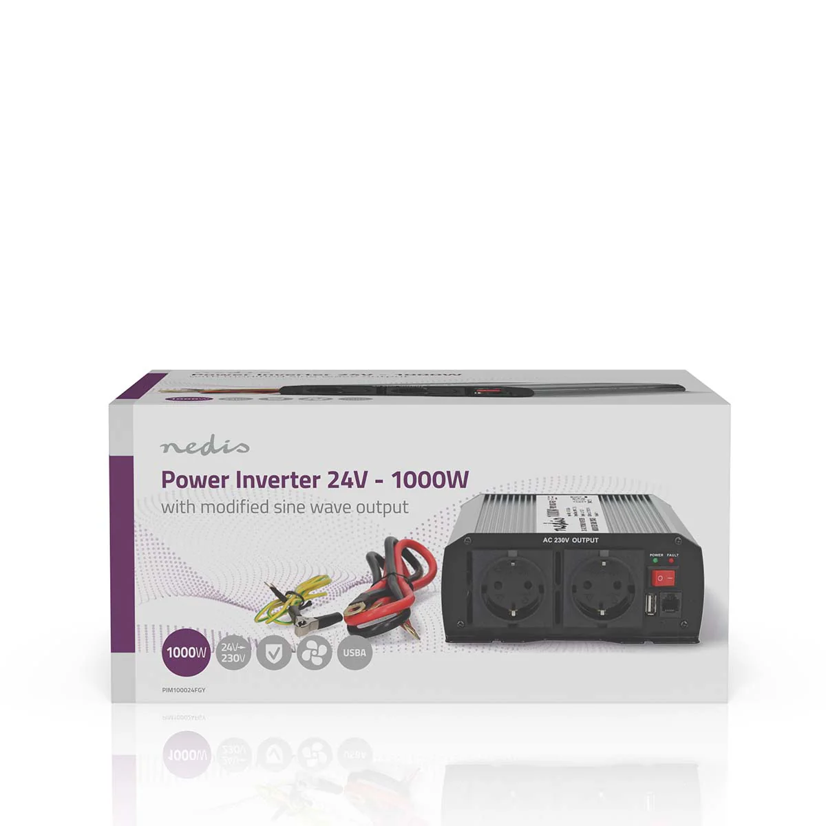 Omvormer Gemodificeerde Sinusgolf Apparaat stroomoutput: Type F (CEE 7/3) / USB-A - 230 V AC 50 Hz - 1000W - Image 17