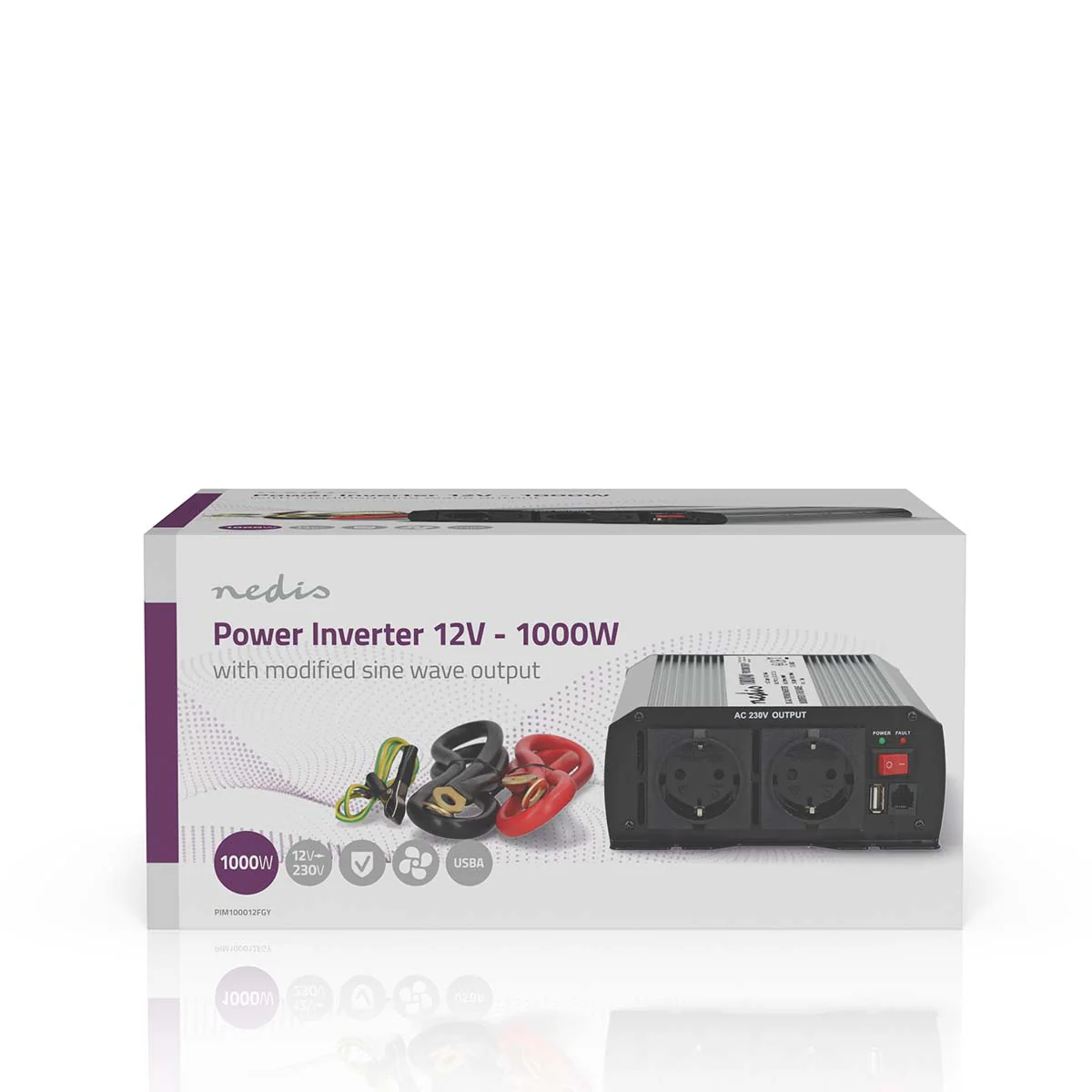 Omvormer Gemodificeerde Sinusgolf Apparaat stroomoutput: Type F (CEE 7/3) / USB-A - 230 V AC 50 Hz - 1000W - Image 9