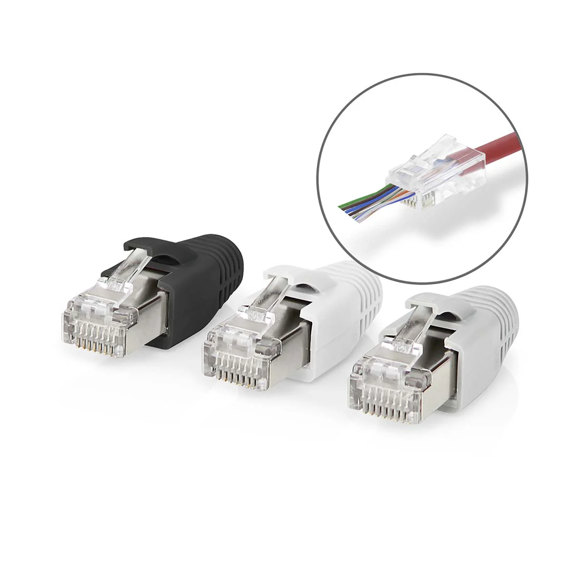 RJ45-Connector RJ45 Pass Through - Stevig/Gesnoerd FTP CAT6a - Recht
