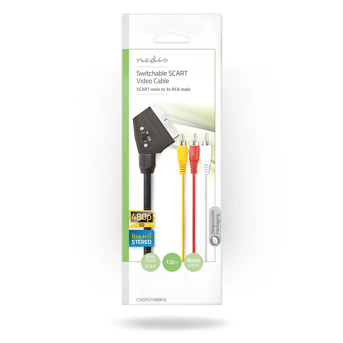 SCART-Kabel SCART Male - 3x RCA Male - Vernikkeld - Image 3