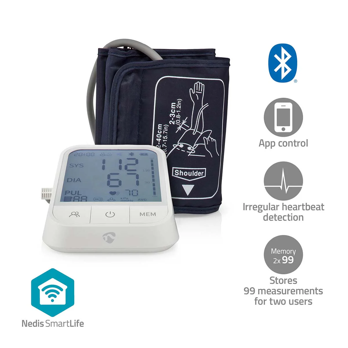 SmartLife Bloeddrukmeter Arm - Bluetooth® - LCD - Image 5
