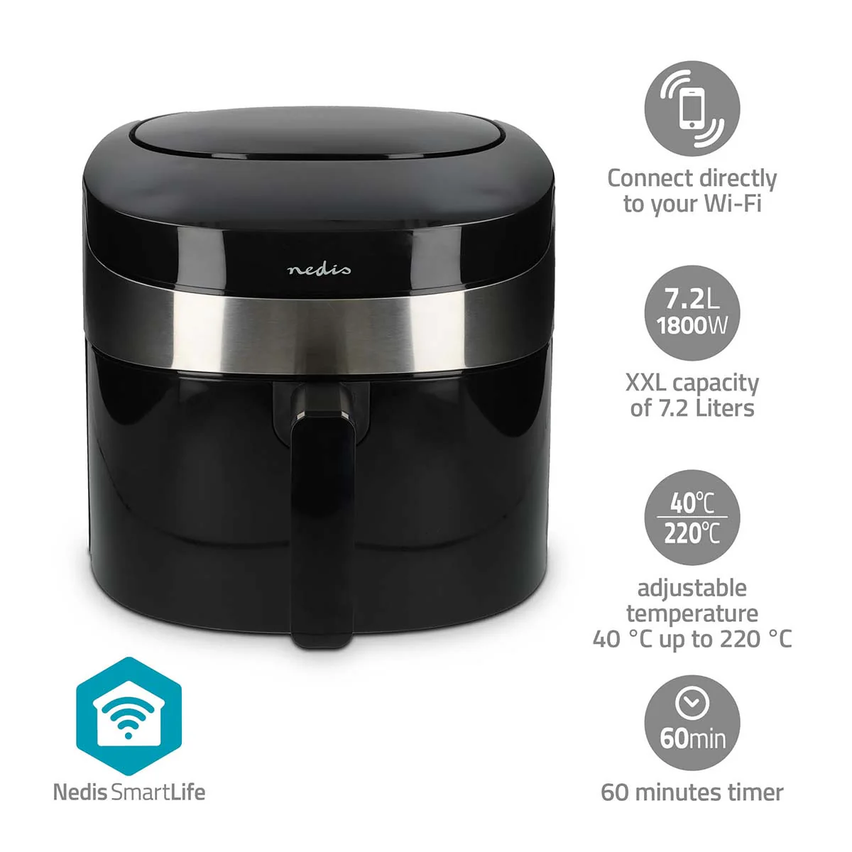 SmartLife Heteluchtfriteuse Wi-Fi - 7,2l - Tijdschakelaar: 1u - Image 6
