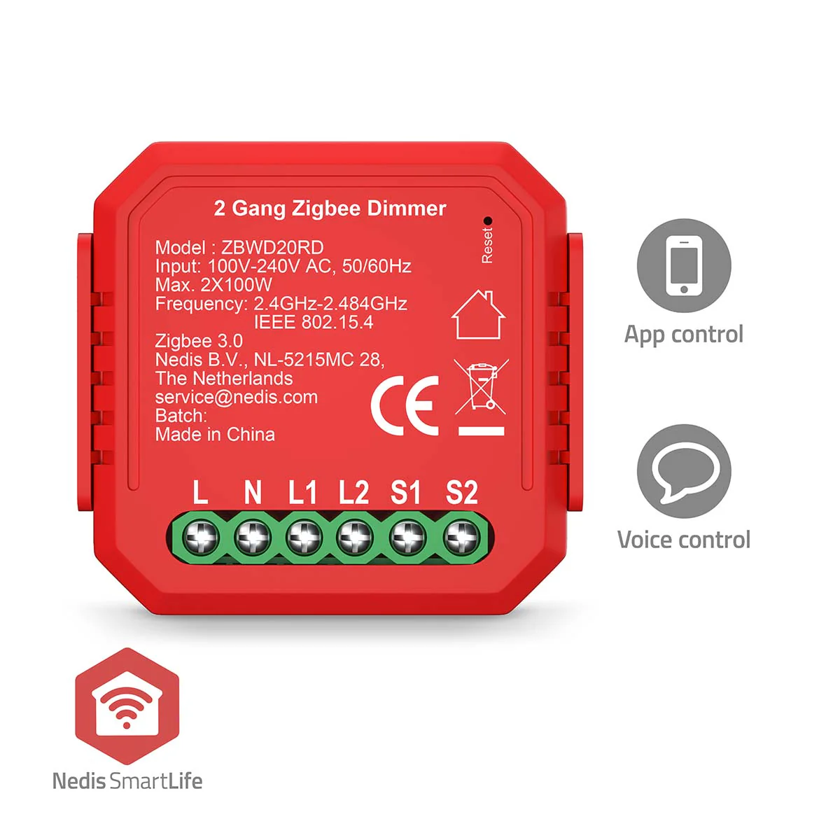 SmartLife inbouwmodule Dubbele Triac Dimmer - 2 x 100W - Kroonsteen - Image 3