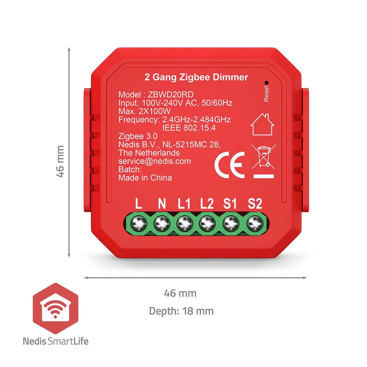 SmartLife inbouwmodule Dubbele Triac Dimmer - 2 x 100W - Kroonsteen - Image 4