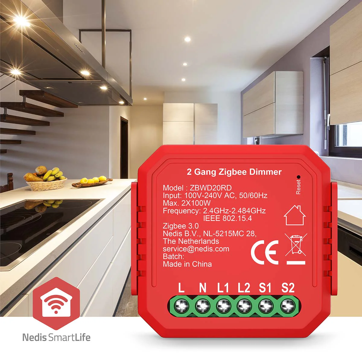 SmartLife inbouwmodule Dubbele Triac Dimmer - 2 x 100W - Kroonsteen - Image 5