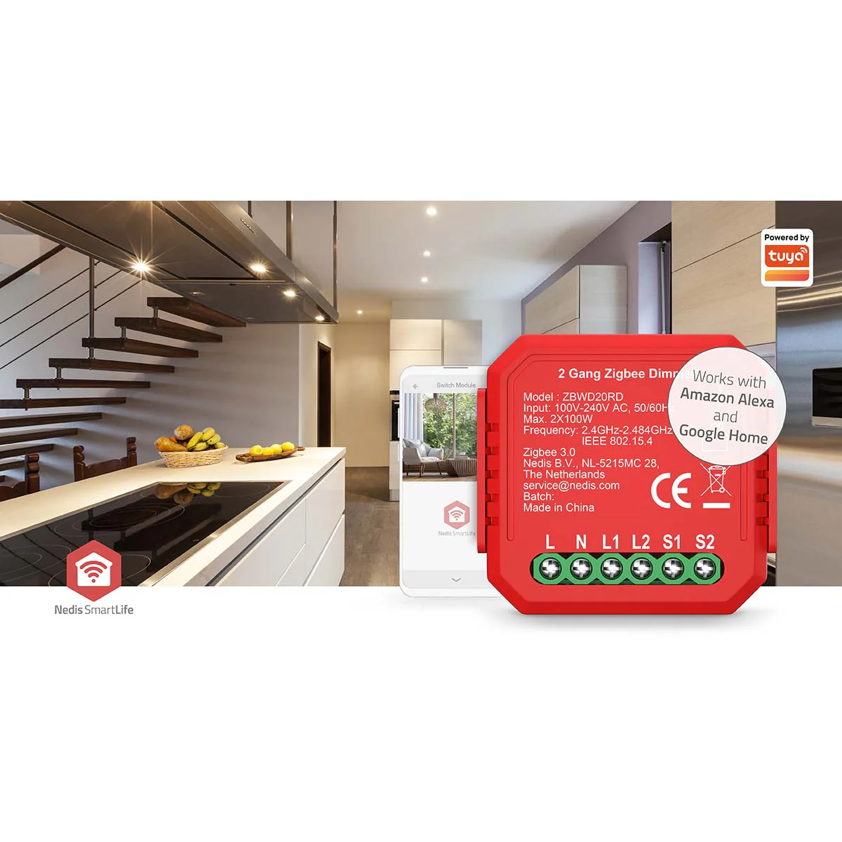SmartLife inbouwmodule Dubbele Triac Dimmer - 2 x 100W - Kroonsteen - Image 9