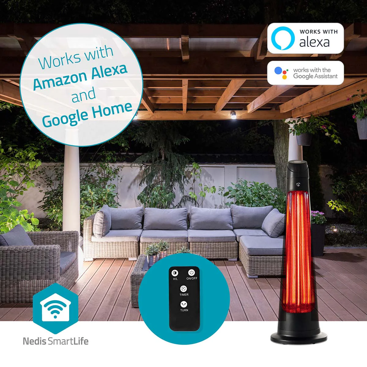 SmartLife Patio Verwarmer Wi-Fi - 1200W - 2 Warmte Standen - Image 6