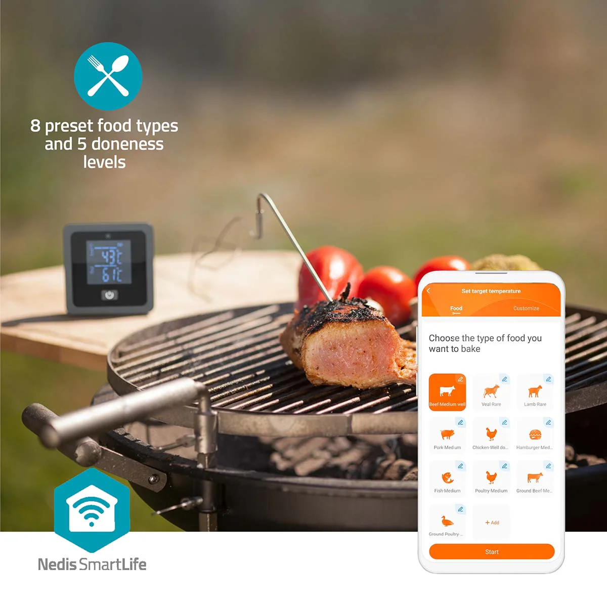 SmartLife vleesthermometer Buzzer / Push melding - Bluetooth® - Timer - Image 7