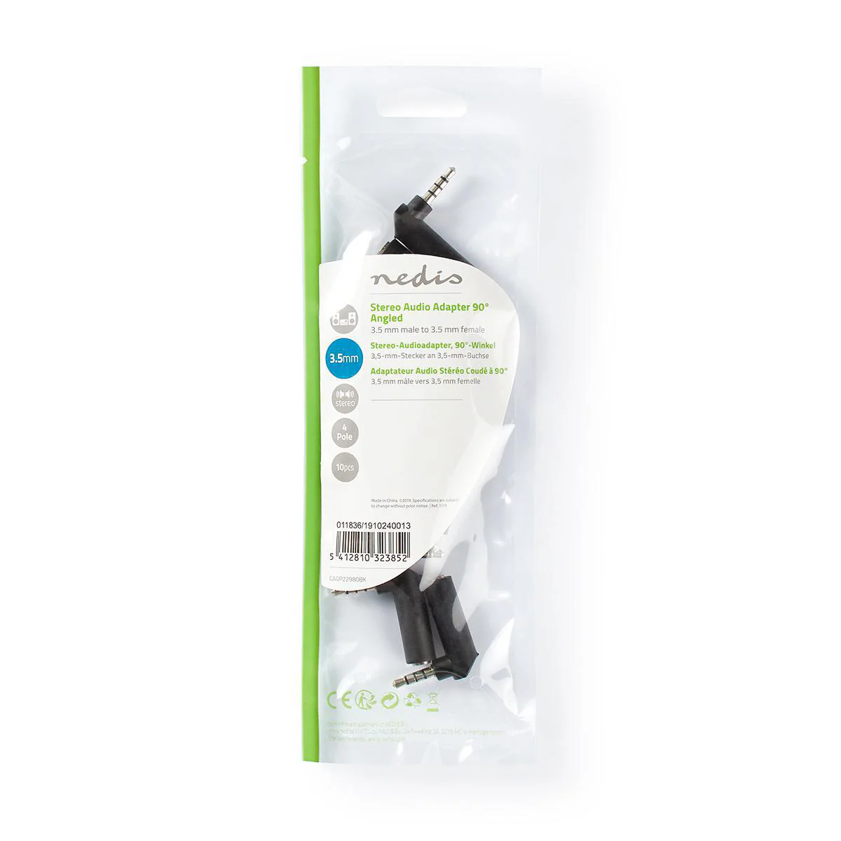 Stereo-Audioadapter 3,5 mm Male - 3,5 mm Female - Vernikkeld - Image 6