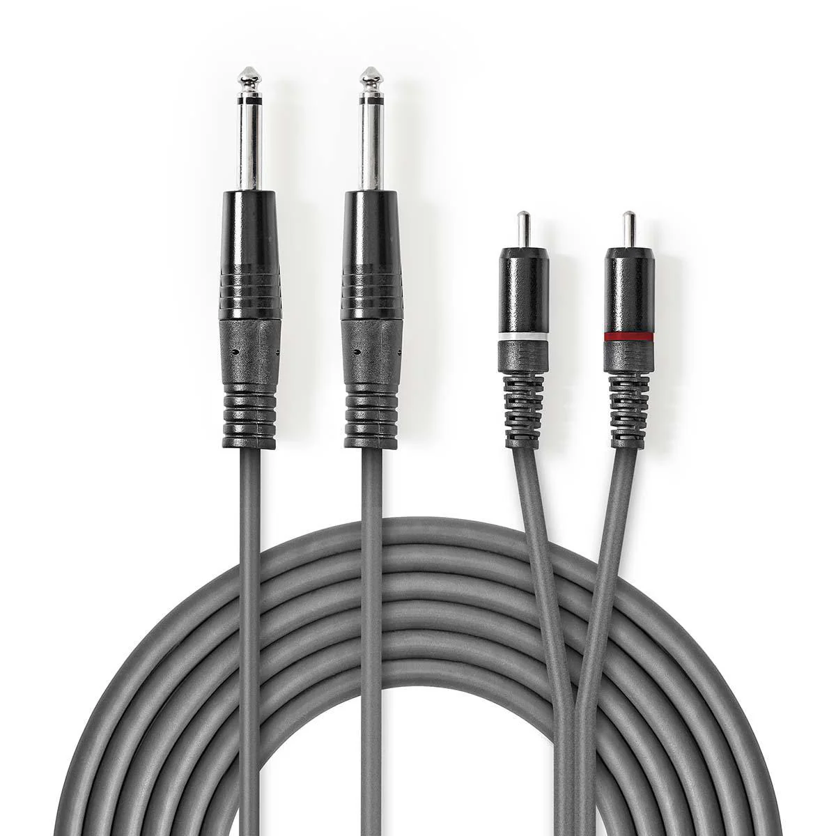 Stereo-Audiokabel 2x 6,35 mm Male - 2x RCA Male - Vernikkeld