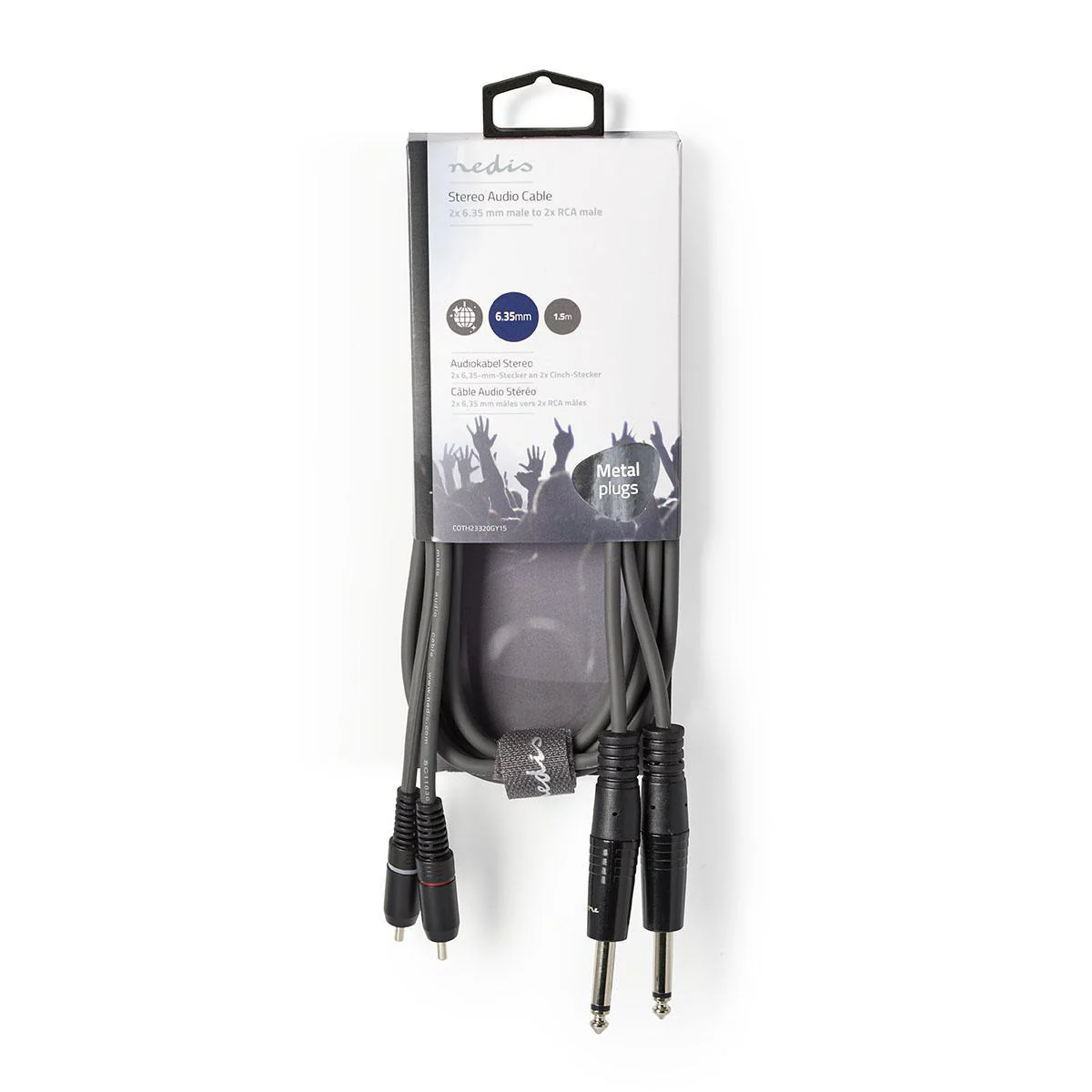 Stereo-Audiokabel 2x 6,35 mm Male - 2x RCA Male - Vernikkeld - Image 3