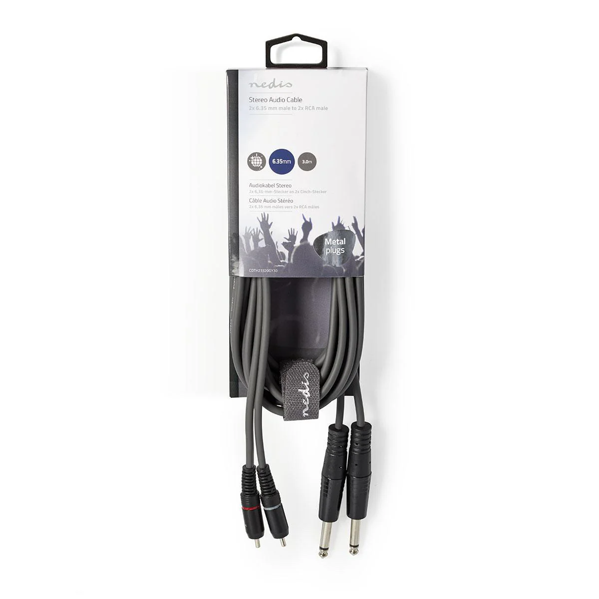 Stereo-Audiokabel 2x 6,35 mm Male - 2x RCA Male - Vernikkeld - Image 4