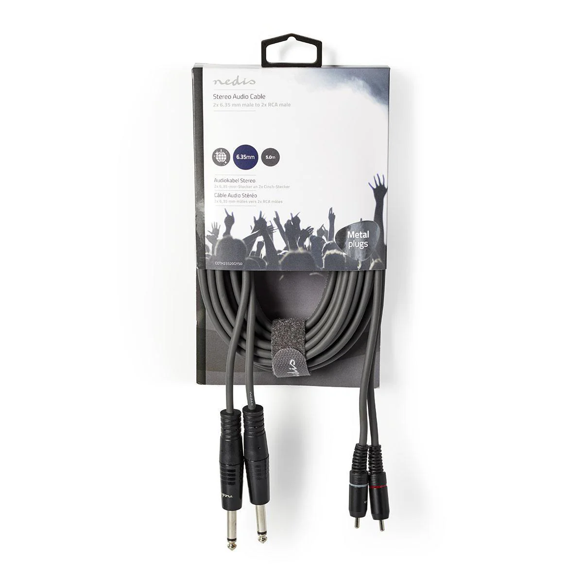 Stereo-Audiokabel 2x 6,35 mm Male - 2x RCA Male - Vernikkeld - Image 5
