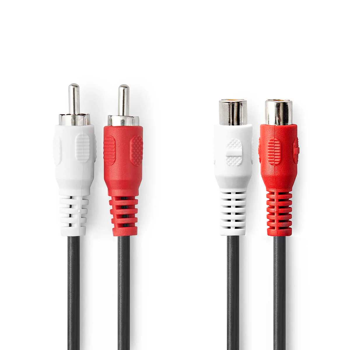 Stereo-Audiokabel 2x RCA Male - 2x RCA Female - Vernikkeld