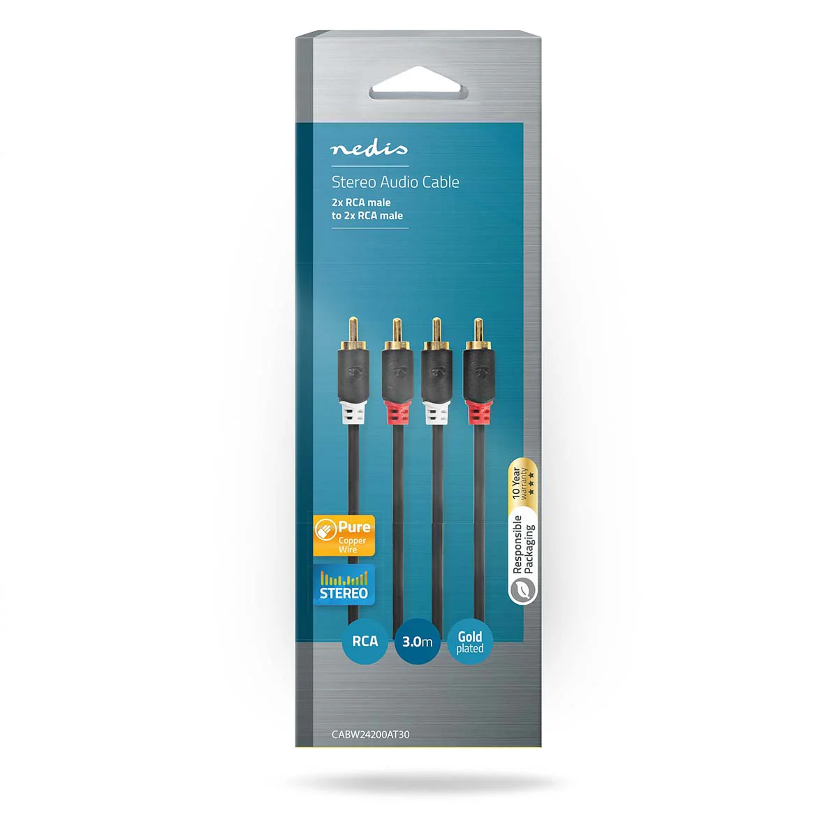 Stereo-Audiokabel 2x RCA Male - 2x RCA Male - Verguld - Image 5