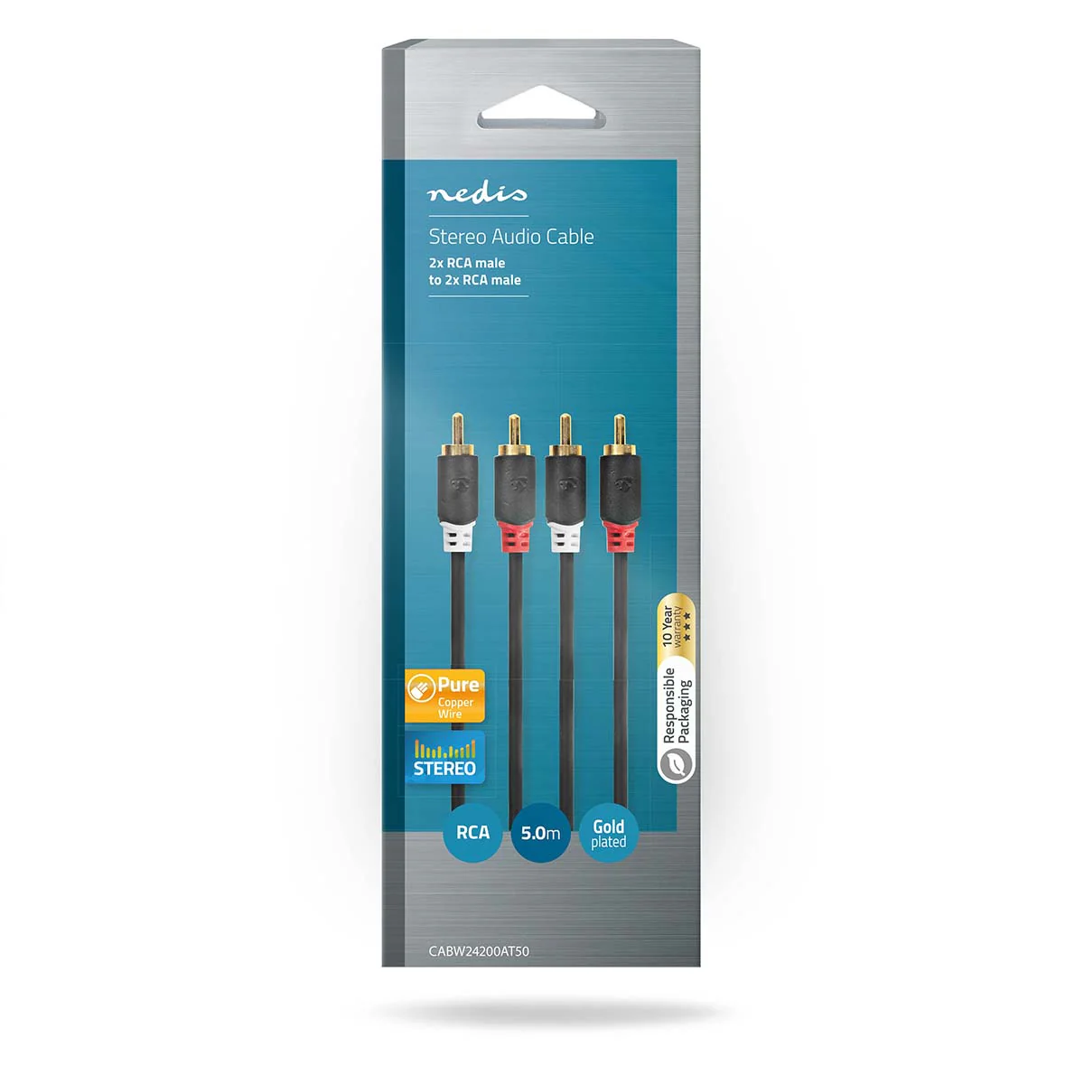 Stereo-Audiokabel 2x RCA Male - 2x RCA Male - Verguld - Image 6