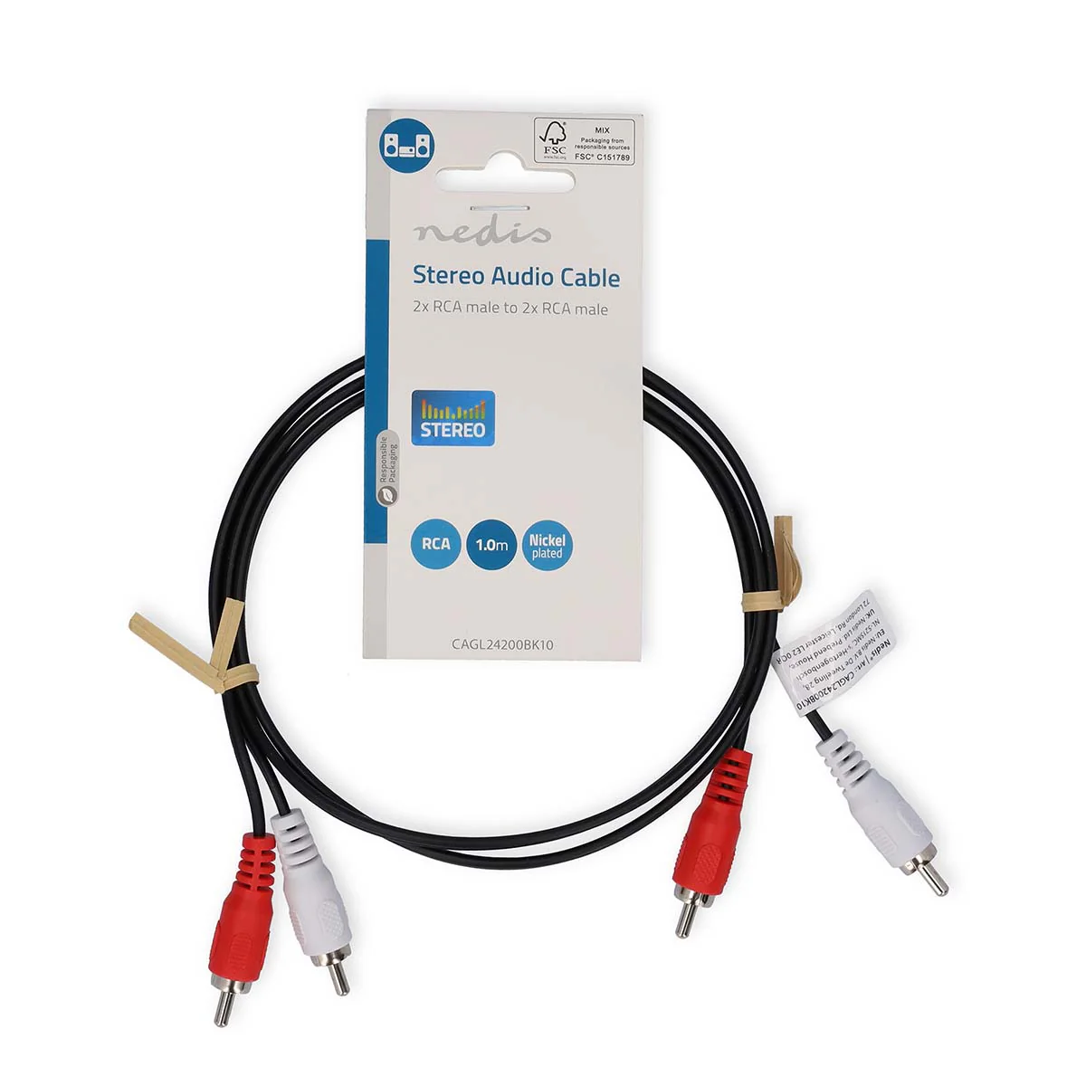 Stereo-Audiokabel 2x RCA Male - 2x RCA Male - Vernikkeld - Image 3