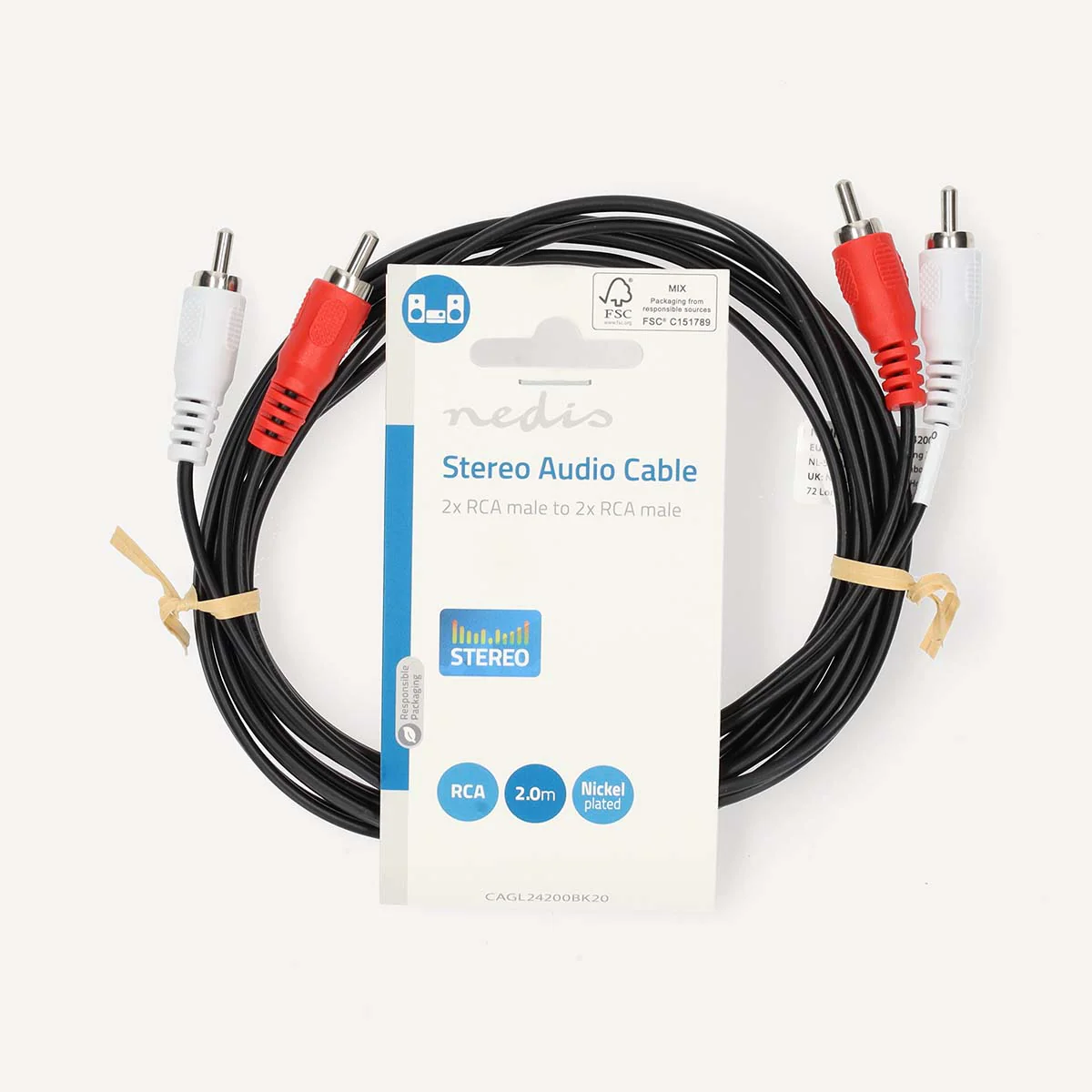 Stereo-Audiokabel 2x RCA Male - 2x RCA Male - Vernikkeld - Image 6