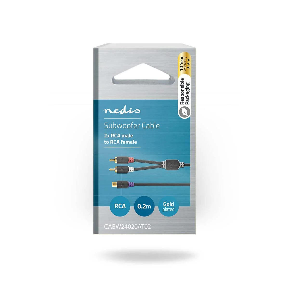Stereo-Audiokabel 2x RCA Male - RCA Female - Verguld - Image 3