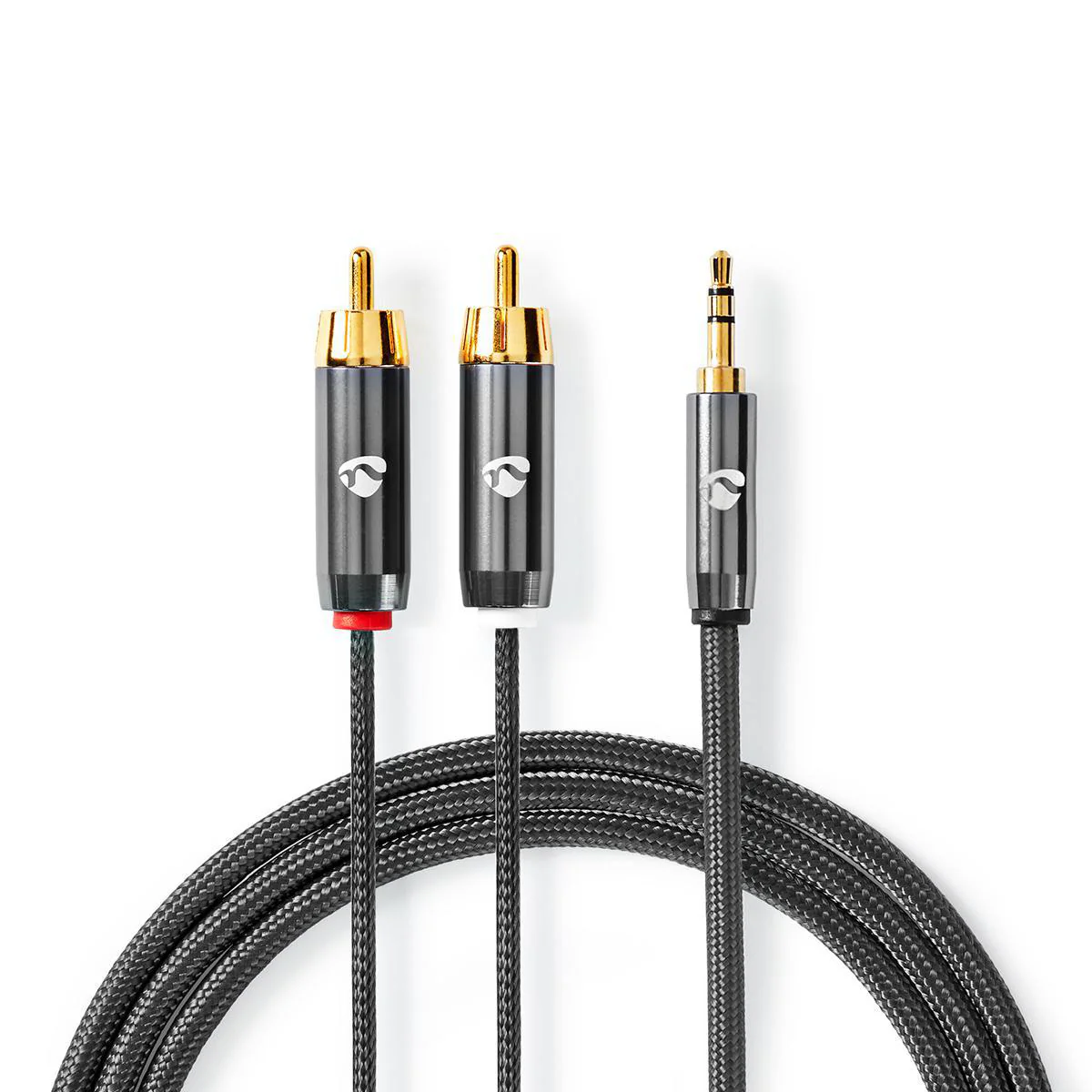 Stereo-Audiokabel 3,5 mm Male - 2x RCA Male - Verguld