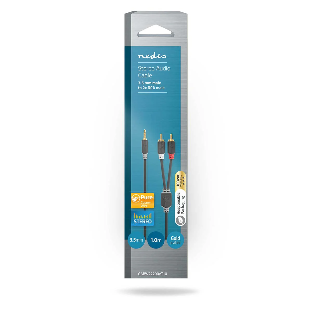 Stereo-Audiokabel 3,5 mm Male - 2x RCA Male - Verguld - Image 3