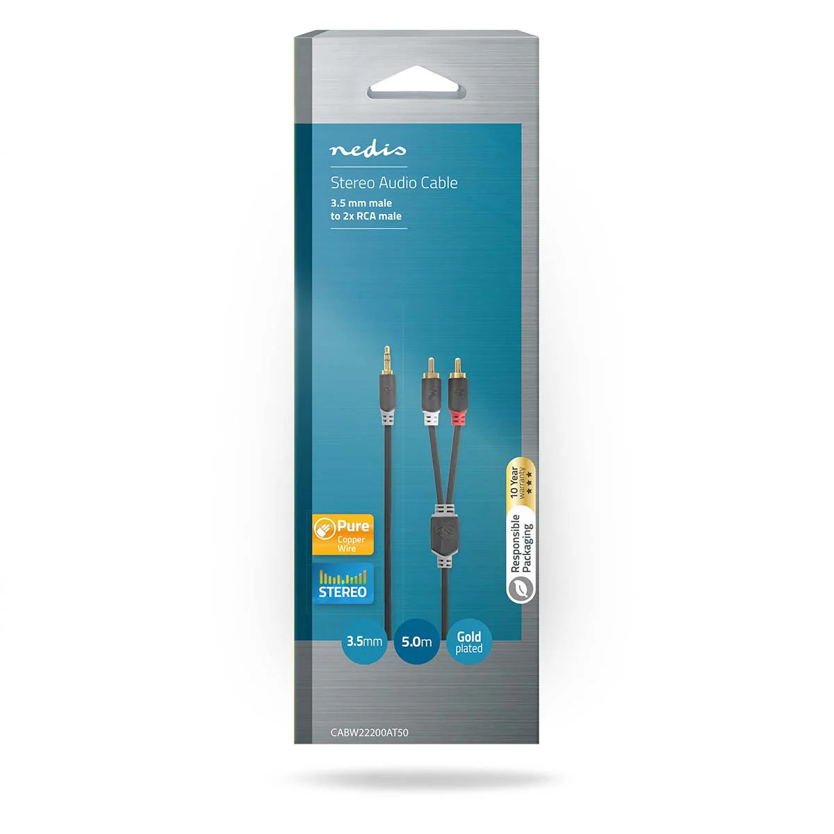 Stereo-Audiokabel 3,5 mm Male - 2x RCA Male - Verguld - Image 7