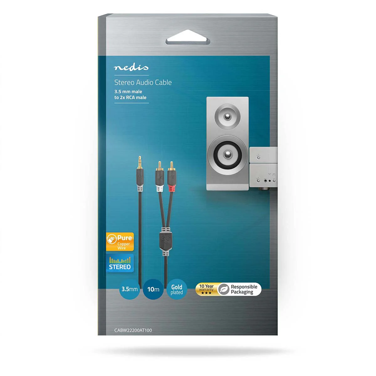 Stereo-Audiokabel 3,5 mm Male - 2x RCA Male - Verguld - Image 8
