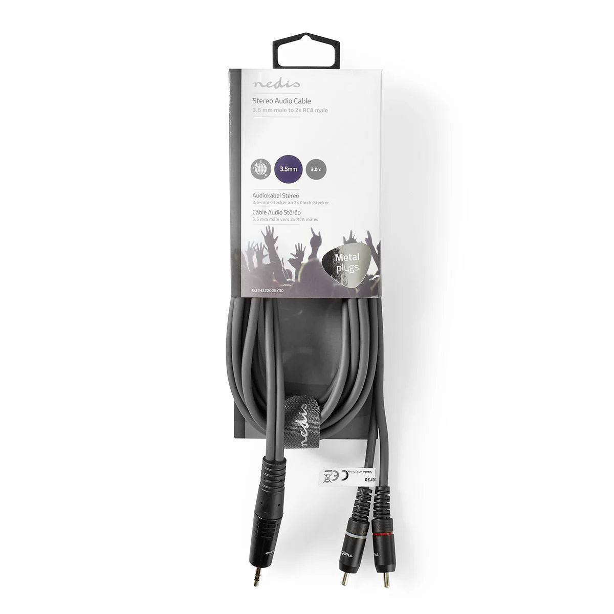 Stereo-Audiokabel 3,5 mm Male - 2x RCA Male - Vernikkeld - Image 3