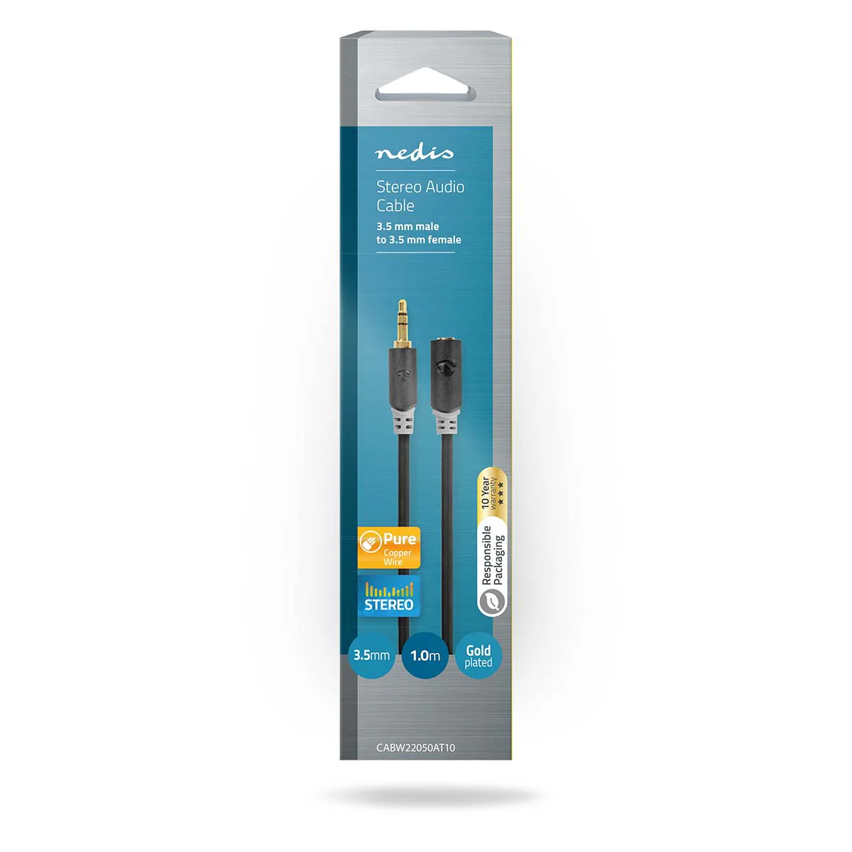 Stereo-Audiokabel 3,5 mm Male - 3,5 mm Female - Verguld - Image 3