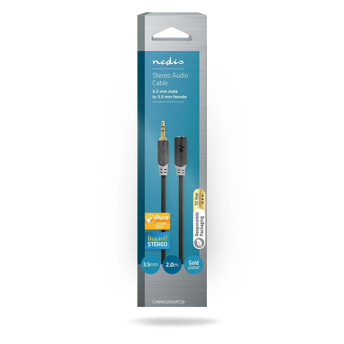 Stereo-Audiokabel 3,5 mm Male - 3,5 mm Female - Verguld - Image 4