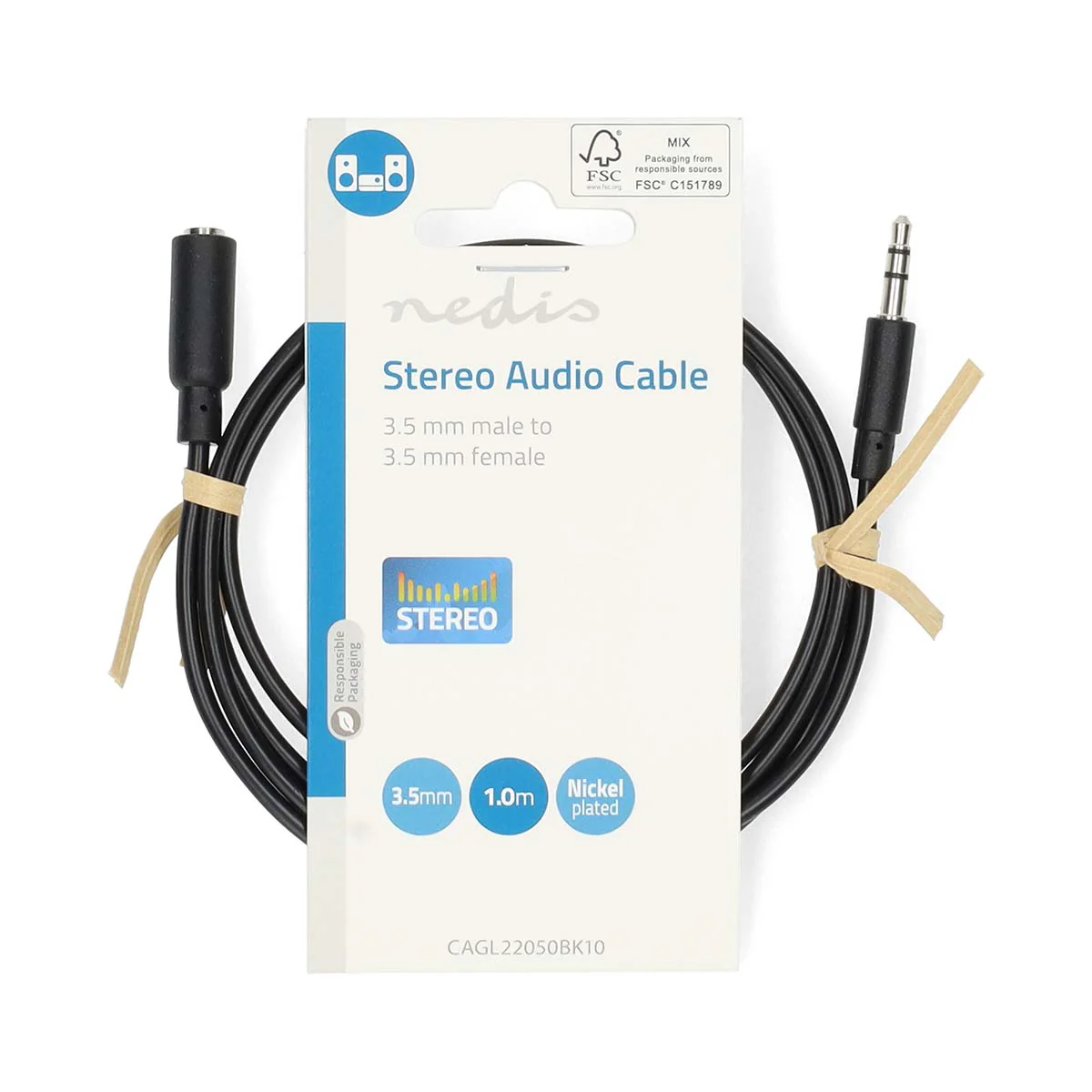 Stereo-Audiokabel 3,5 mm Male - 3,5 mm Female - Vernikkeld - Image 3