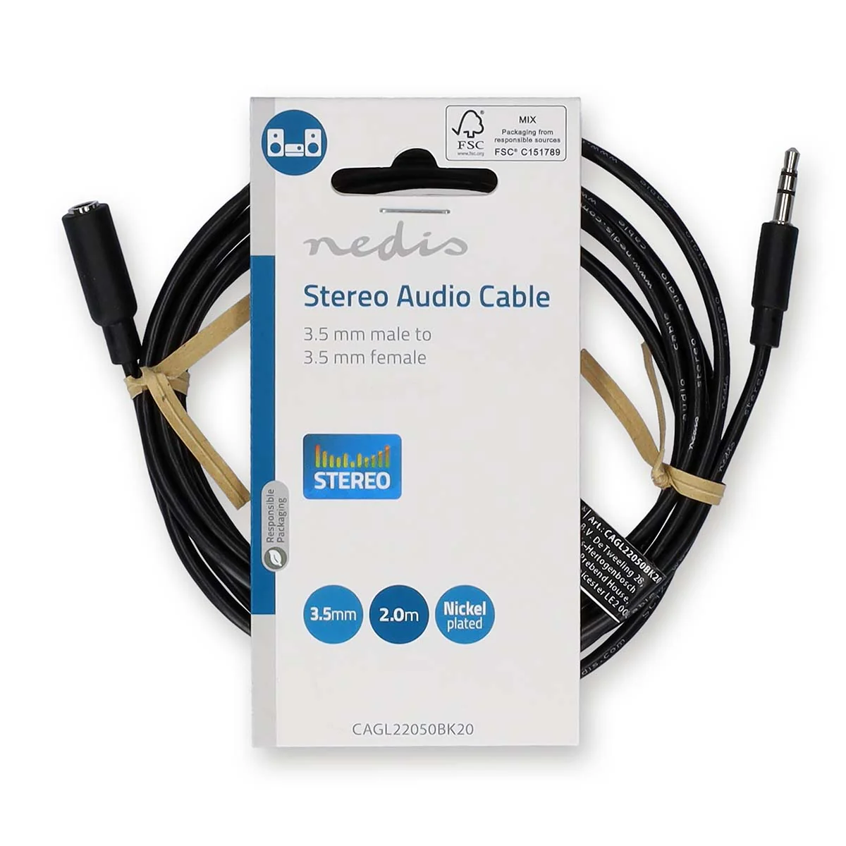Stereo-Audiokabel 3,5 mm Male - 3,5 mm Female - Vernikkeld - Image 5
