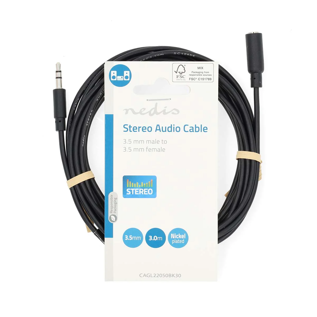 Stereo-Audiokabel 3,5 mm Male - 3,5 mm Female - Vernikkeld - Image 6
