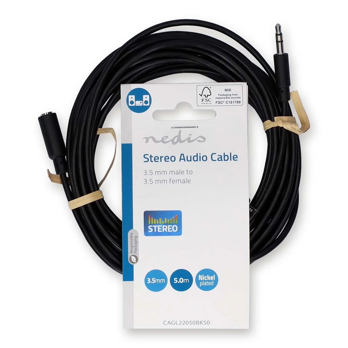 Stereo-Audiokabel 3,5 mm Male - 3,5 mm Female - Vernikkeld - Image 7