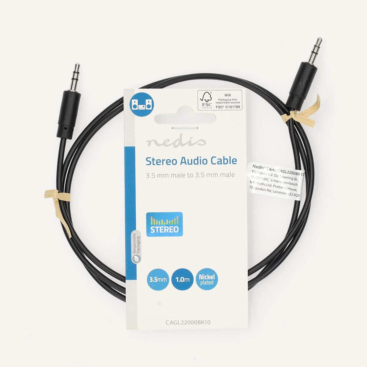 Stereo-Audiokabel 3,5 mm Male - 3,5 mm Male - Vernikkeld - Image 3