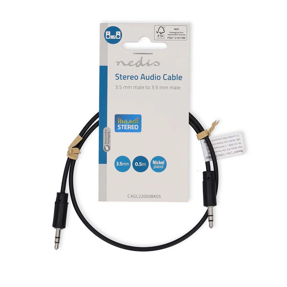 Stereo-Audiokabel 3,5 mm Male - 3,5 mm Male - Vernikkeld - Image 4