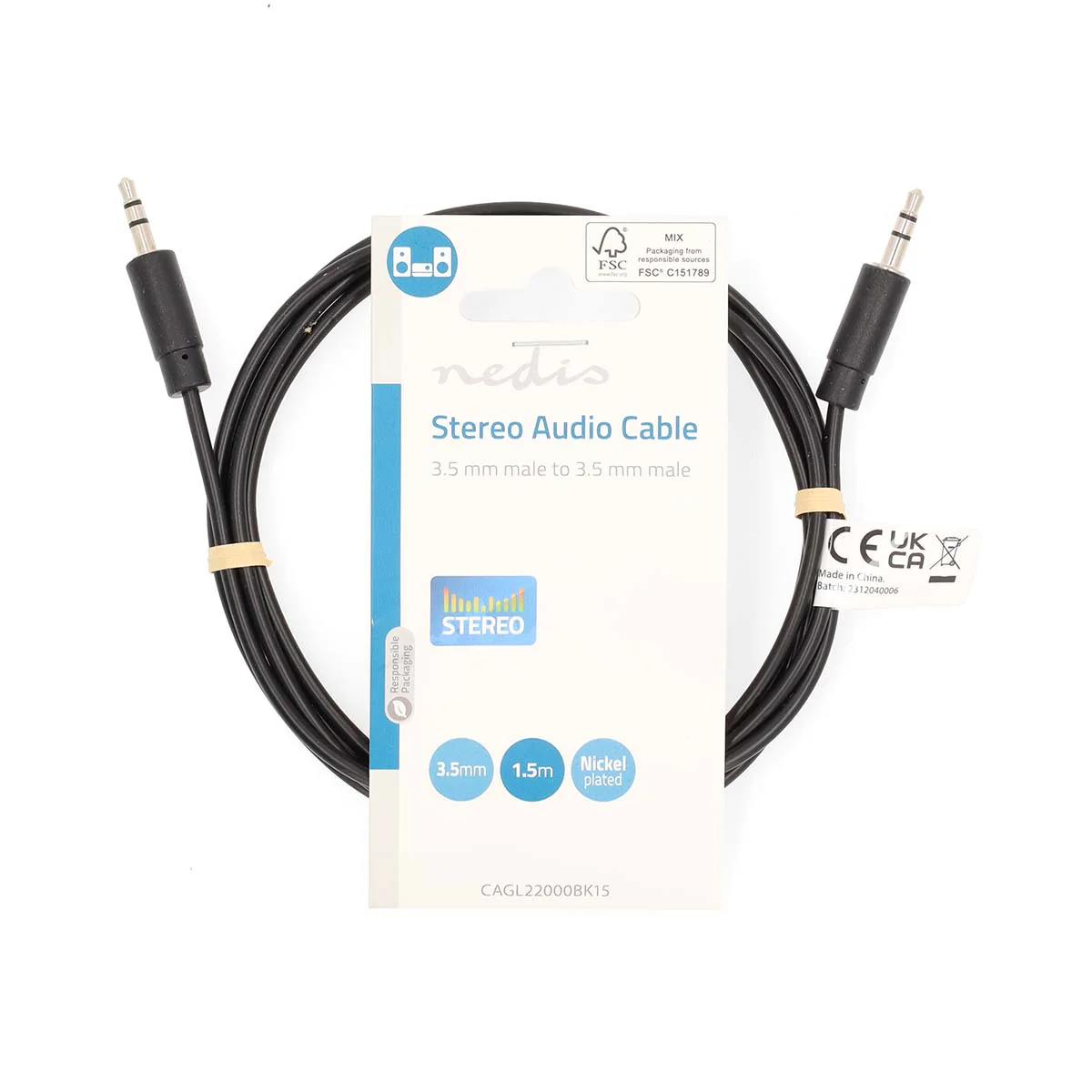Stereo-Audiokabel 3,5 mm Male - 3,5 mm Male - Vernikkeld - Image 6