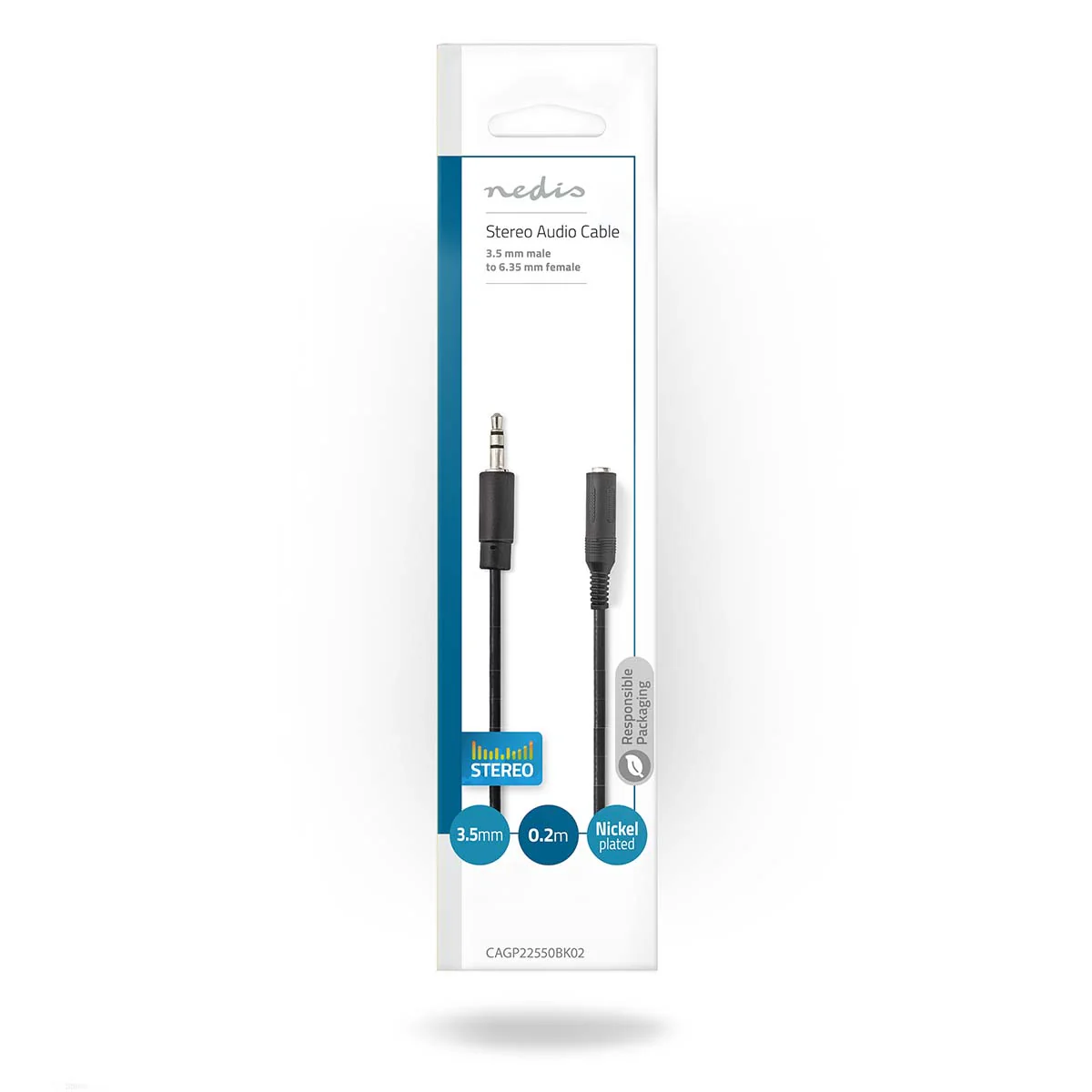 Stereo-Audiokabel 3,5 mm Male - 6,35 mm Female - Vernikkeld - Image 3