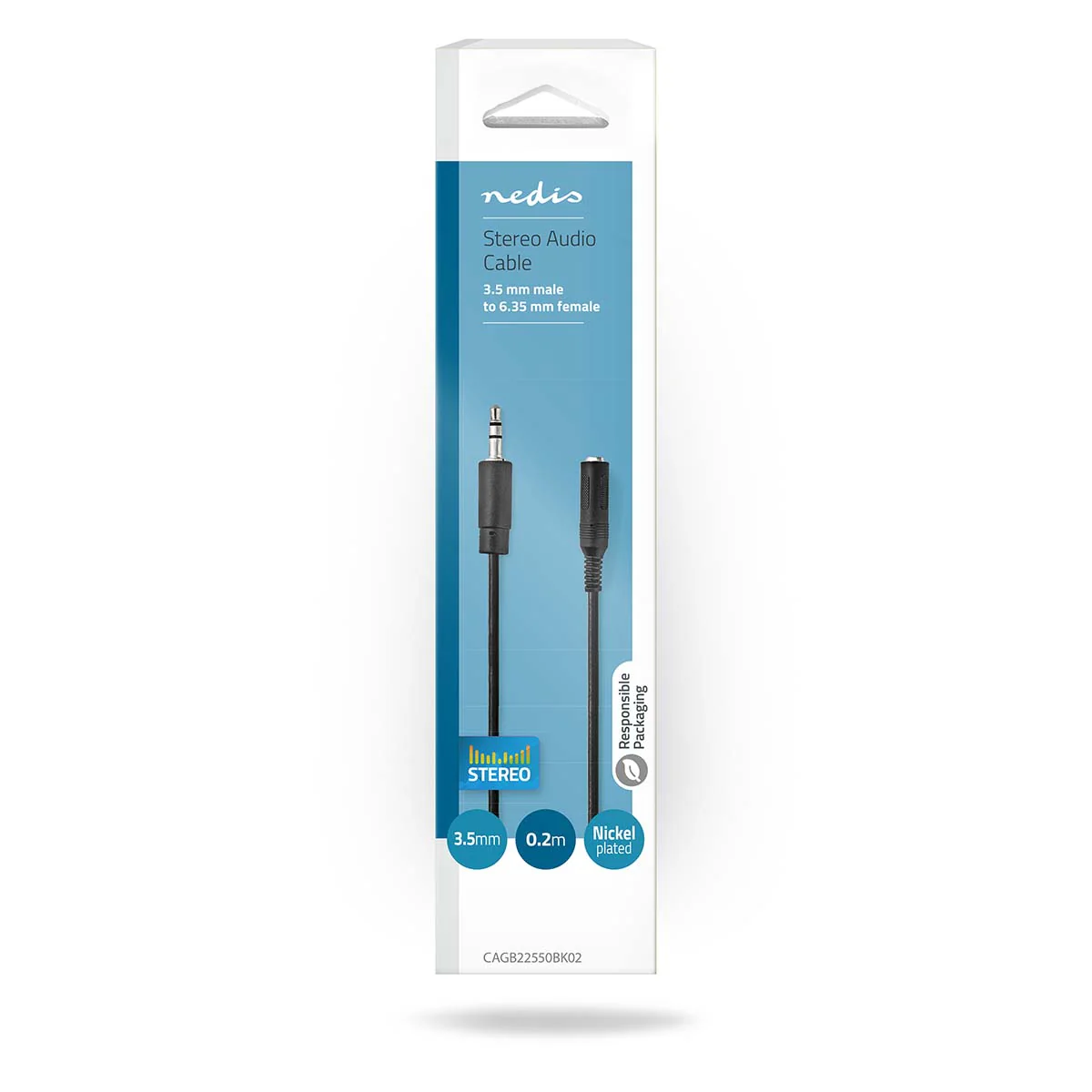 Stereo-Audiokabel 3,5 mm Male - 6,35 mm Female - Vernikkeld - Image 3