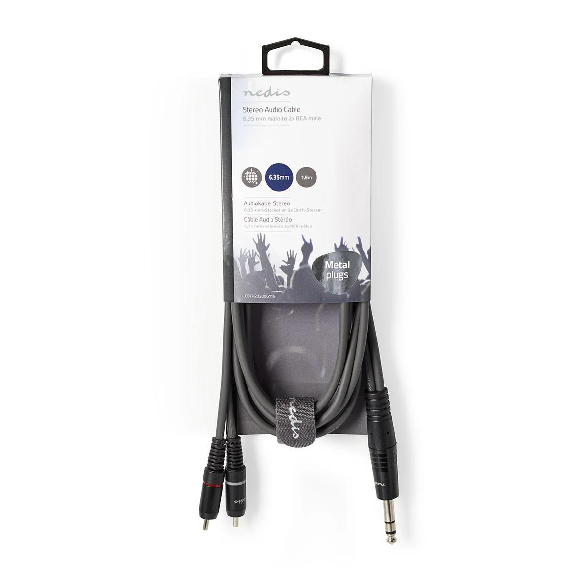 Stereo-Audiokabel 6,35 mm Male - 2x RCA Male - Vernikkeld - Image 3
