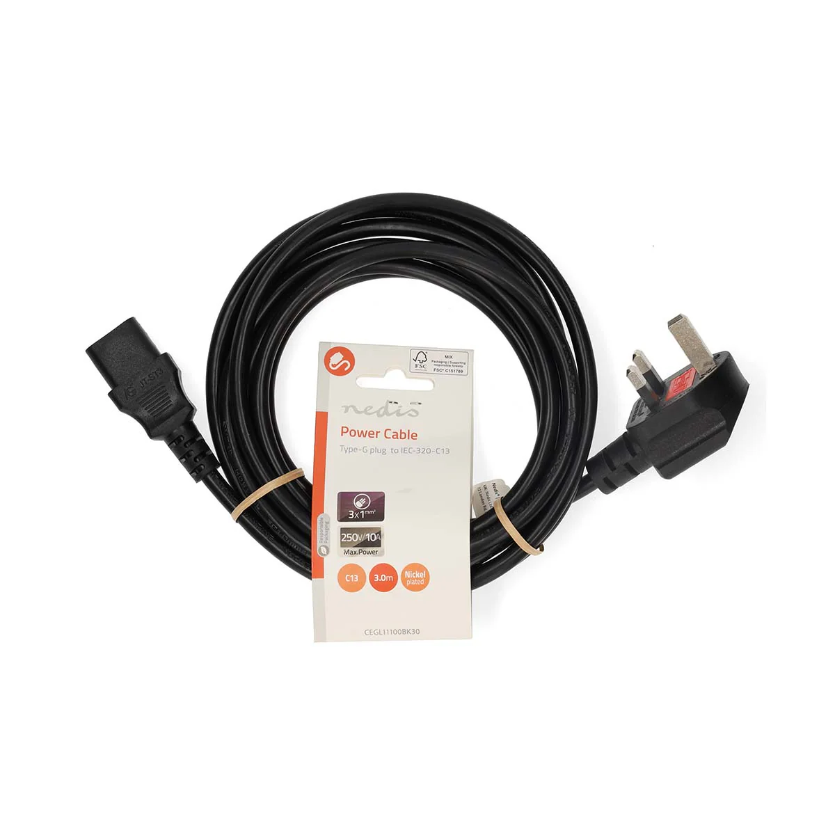 Stroomkabel UK Male - IEC-320-C13 - Gehoekt - Image 4