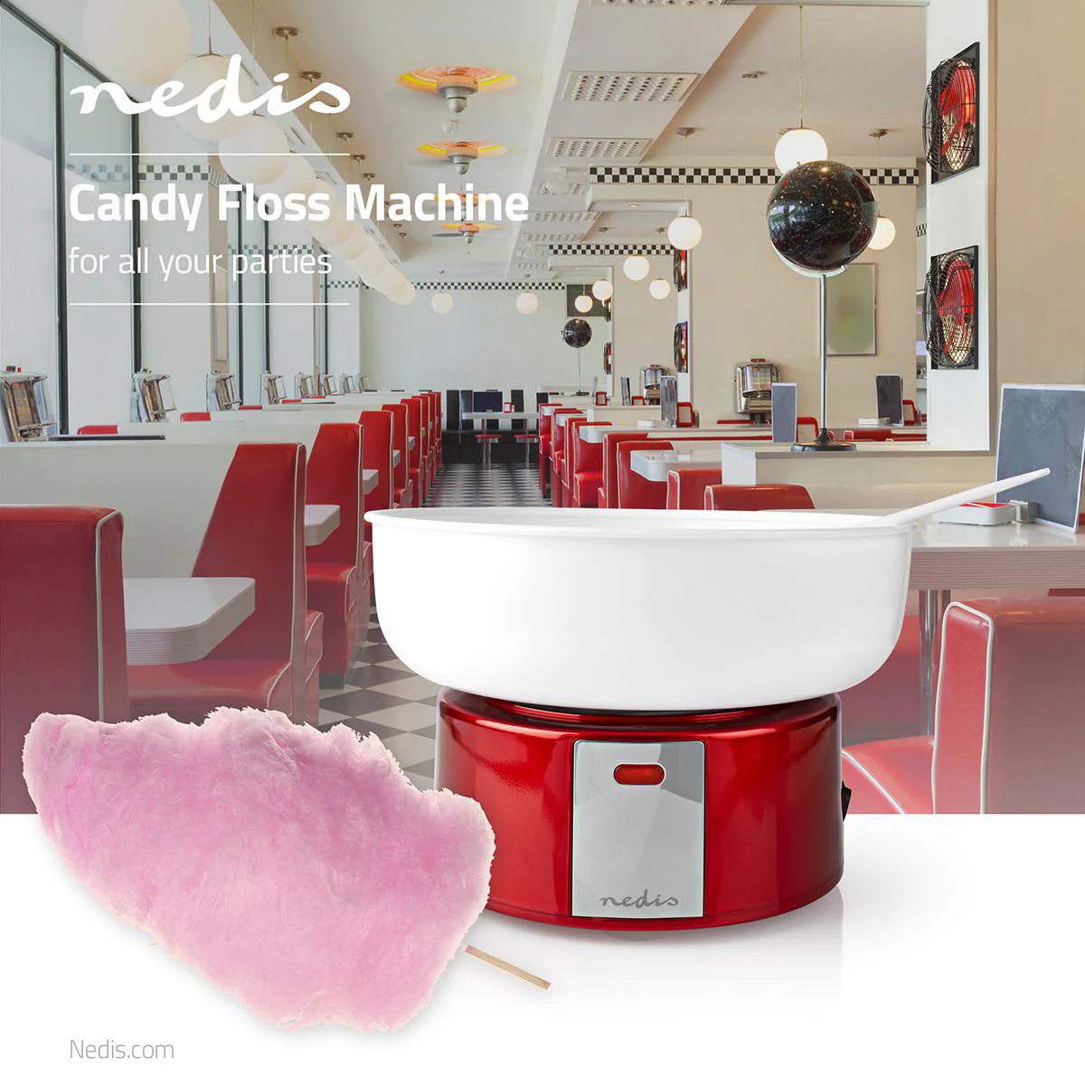 Suikerspinmachine 500W - Rood / Wit - Image 9