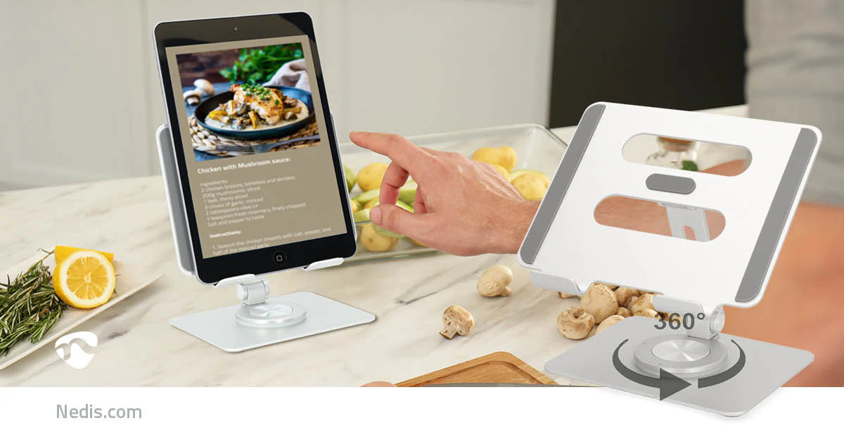 Tablet Standaard Draai- en Kantelbaar - Zilver - Image 18