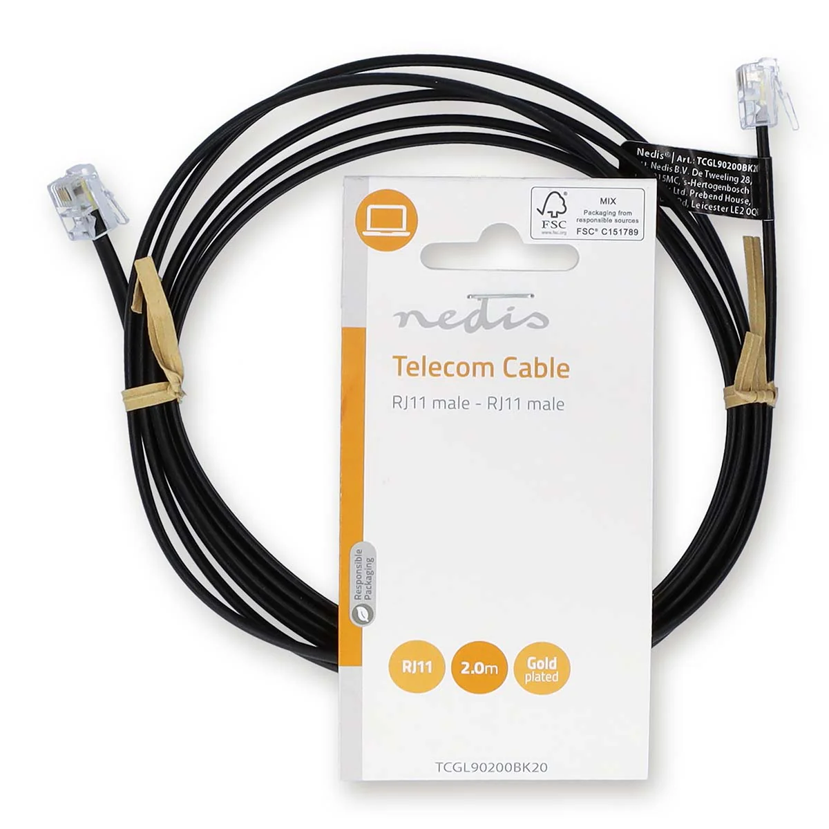 Telecomkabel RJ11 Male - RJ11 Male - Kabel design: Plat - Image 3