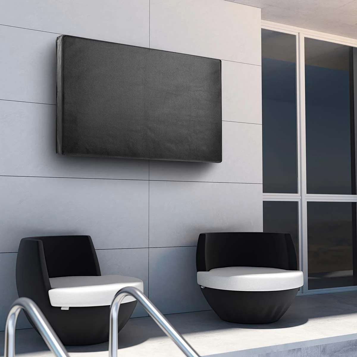 TV-Beschermhoes voor Buiten Scherm afmeting: 55 - 58" - Supreme Quality Oxford - Zwart - Image 10