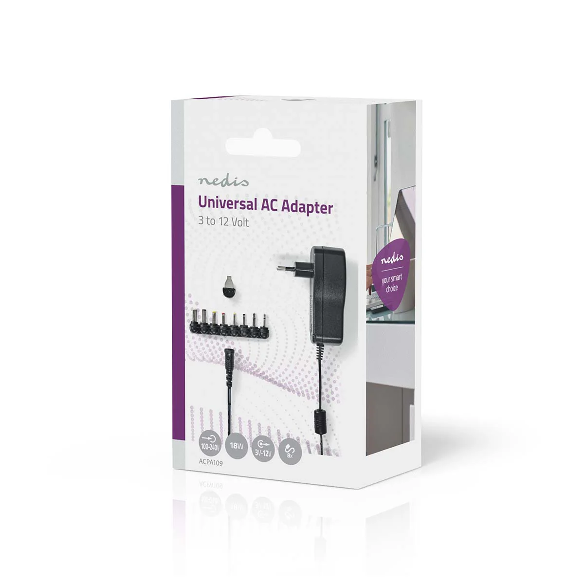 Universele AC-Stroomadapter 18W - 3 / 4.5 / 5 / 6 / 7.5 / 9 / 12 V DC - 1.10m - Image 7