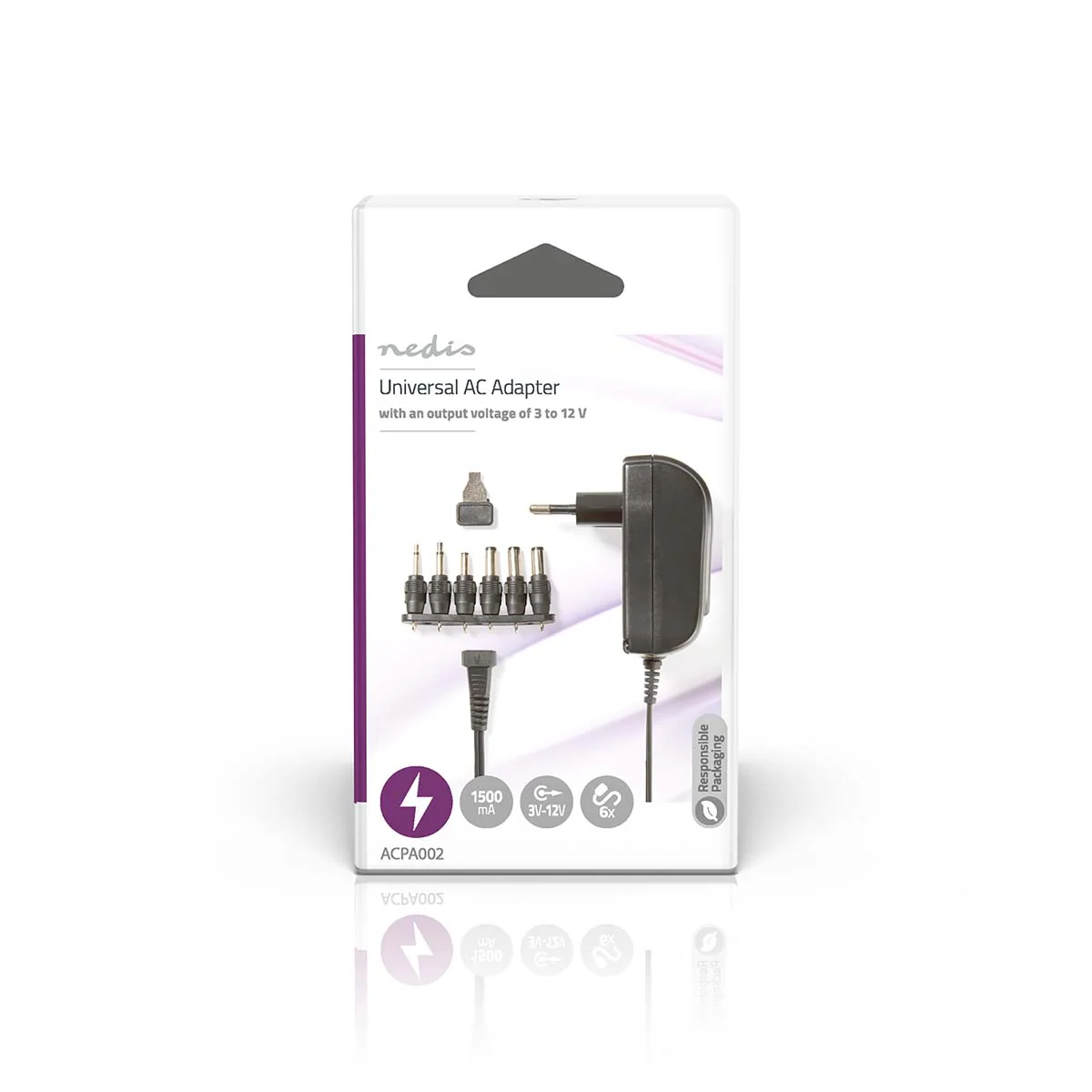 Universele AC-Stroomadapter 18W - 3 / 4.5 / 5 / 6 / 7.5 / 9 / 12 V DC - 1.80m - Image 4