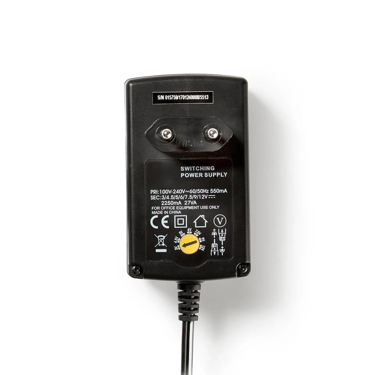 Universele AC-Stroomadapter 27W - 3 / 4.5 / 6 / 7.5 / 9 / 12 V DC - 1.80m - Image 3