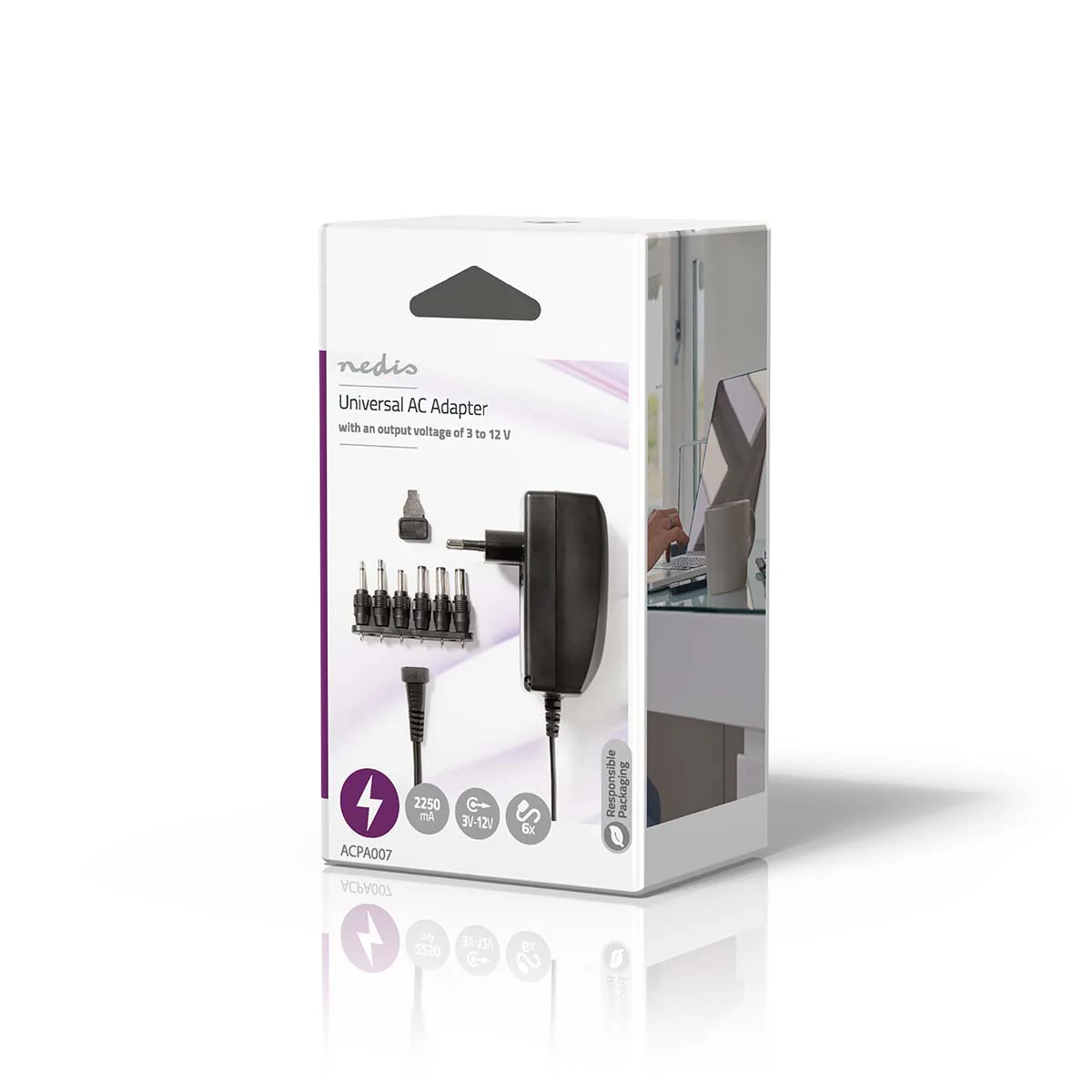 Universele AC-Stroomadapter 27W - 3 / 4.5 / 6 / 7.5 / 9 / 12 V DC - 1.80m - Image 5