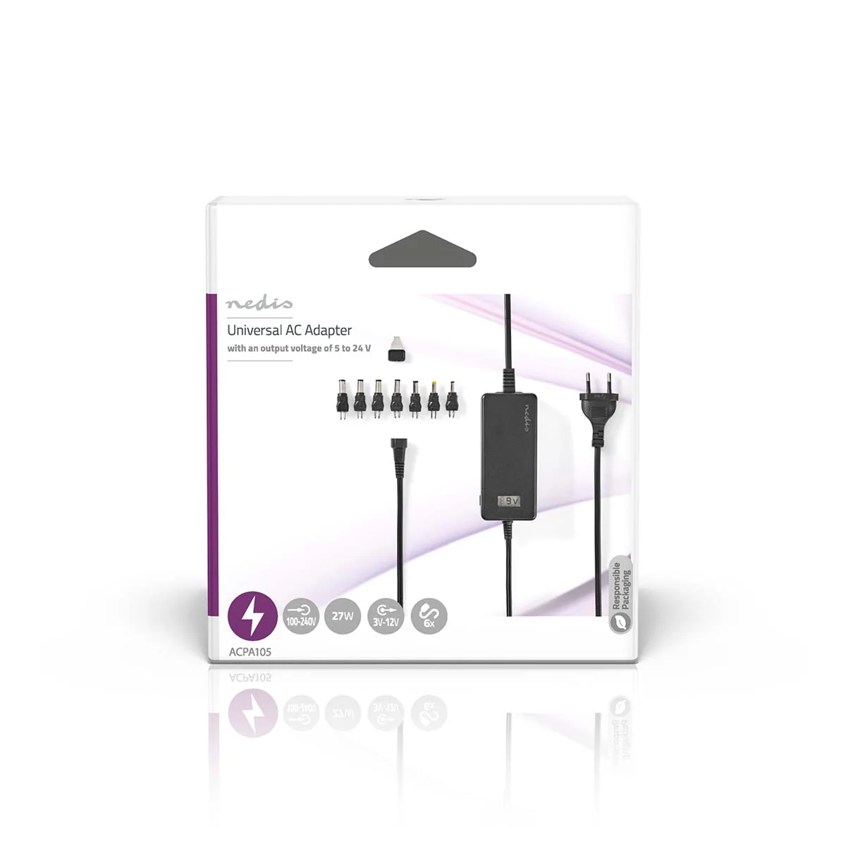 Universele AC-Stroomadapter 36W - 12 / 13 / 14 / 15 / 16 / 17 / 18 / 18.5 / 19 / 19.5 / 20 / 21 / 22 / 23 / 24 V DC - 1.80m - Image 8